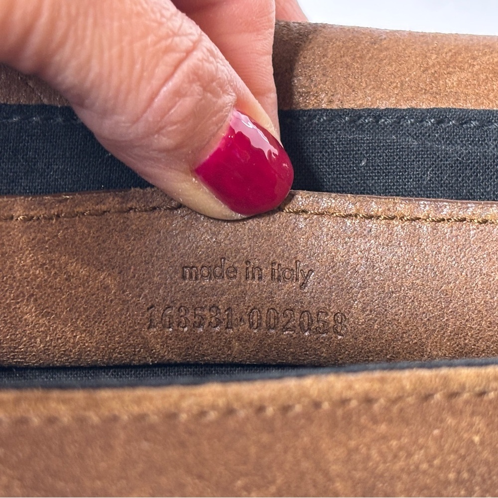 Vintage Balenciaga Brown Suede Bag – 70s Top Handle with Gold Turn Lock - Picture 8 of 9